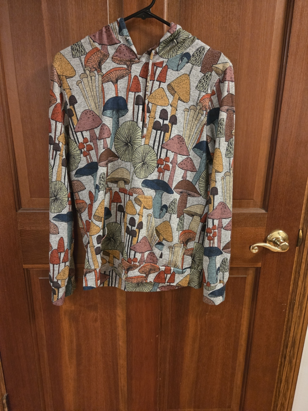 Mushroom Print Hoodie Sweatshirt - Multicolor